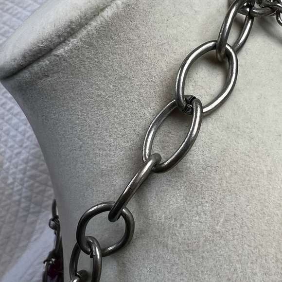 Laura Ashley Amethyst Silver Toned Statement Necklace - Picture 6 of 7